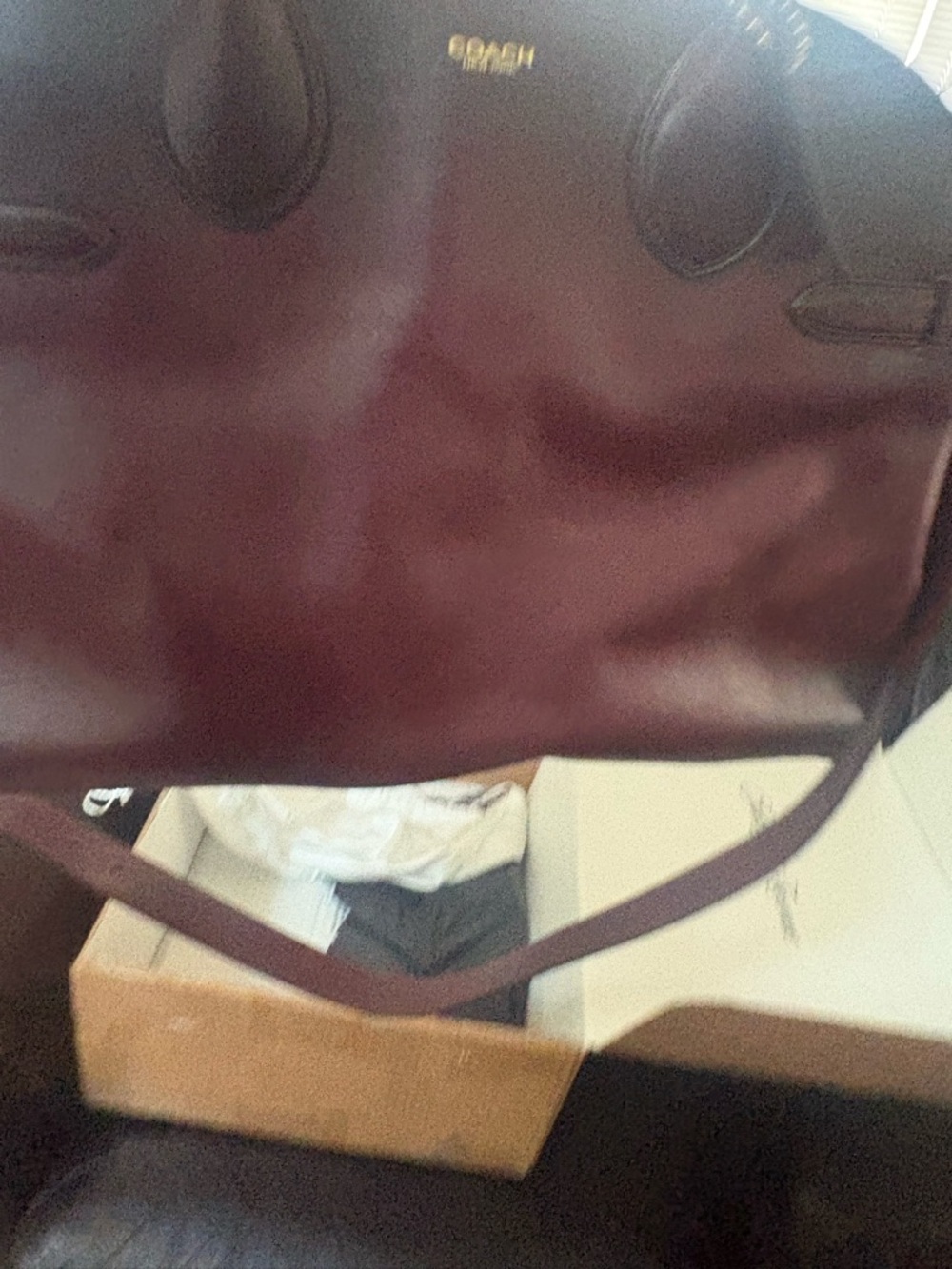 Coach Burgundy Leather Satchel with Gold Logo